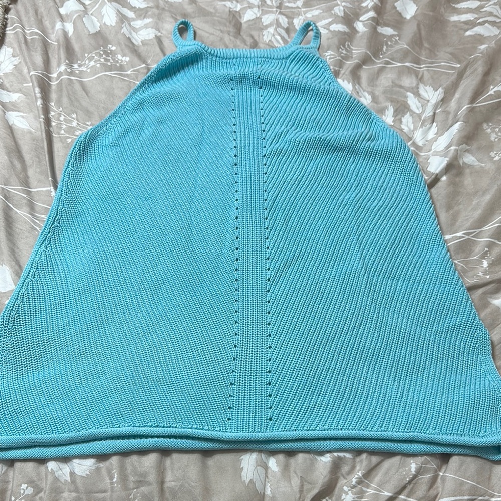 Turquoise Knit Halter Top